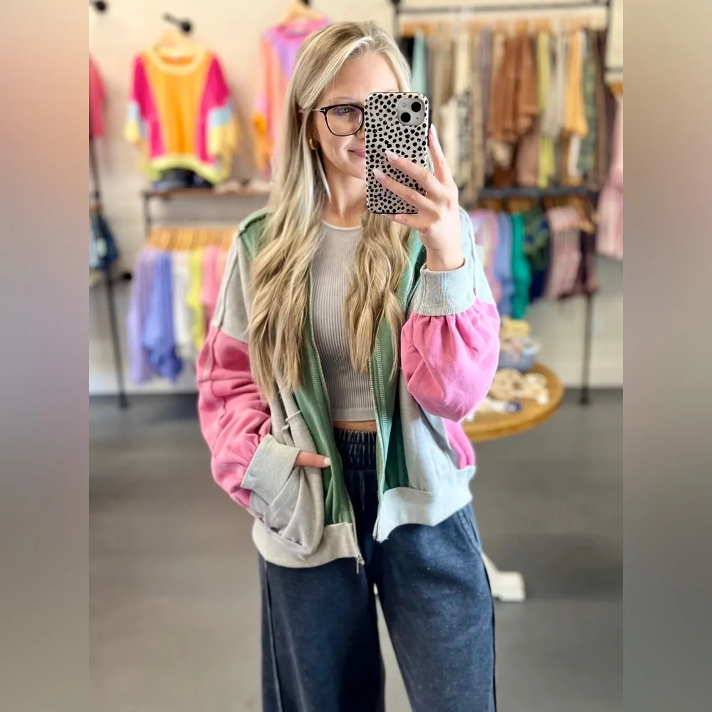 Colorblock Zip-Up Jacket - Picture 9 of 9